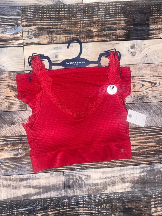 Lucky Brand Other - Lucky Brand Red Lace-Trim waffle padded bralette and panty